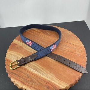 Vineyard Vines By Shep & Ian American Flags Canvas Club Belt Brass Buckle Men 30